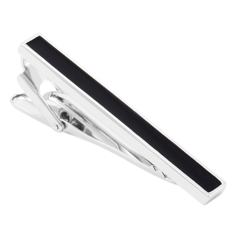 Mans Tie Clip Metal Simple Rectangle Black Drip Plated Black Crystal Copper Tie Bar Men's Tie Pin for Party Gift for Him