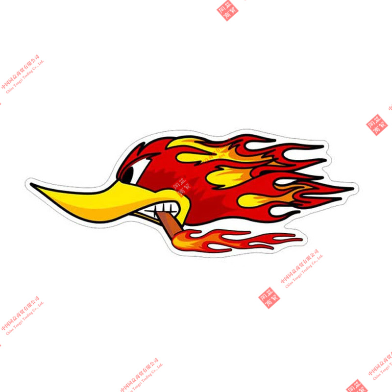 Funny Cool Fire Duck Smoking Car Sticker Decal Decor for RV Auto Motocross Racing Laptop Helmet Trunk Wall PVC