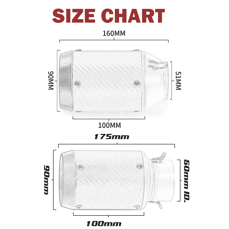 51 60mm Universal Motorcycle Exhaust Muffler Motocross Escape DB Killer Laser Sticker for ZX6R ZX10R FZ6N FZ1N R3 MT07 Z900 z650