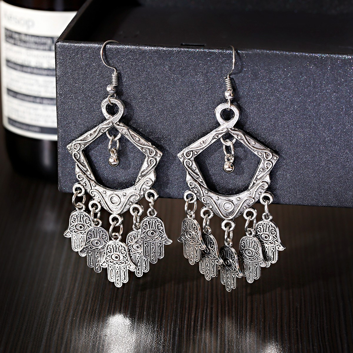 Pendientes Originales Fatima Hamsa Hand Ear Rings For Girl Tassel Ethnic Earrings For Women Indian Unusual Kolczyki Dangle Gifts