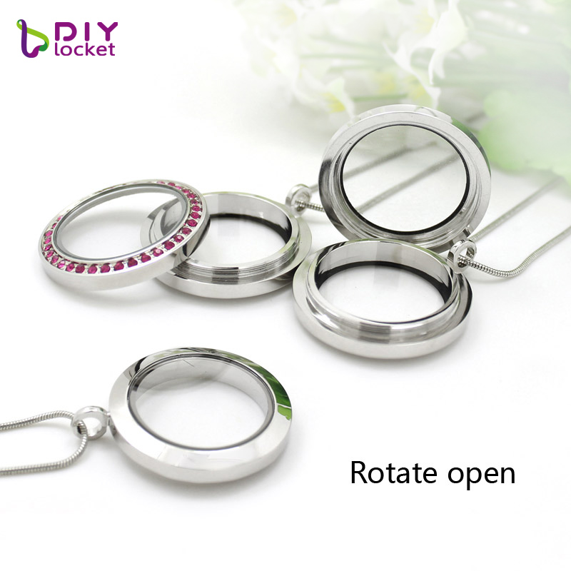 diylocket 30mm Round Twist glass floating charm locket Living memory locket chains included for free LSFL024
