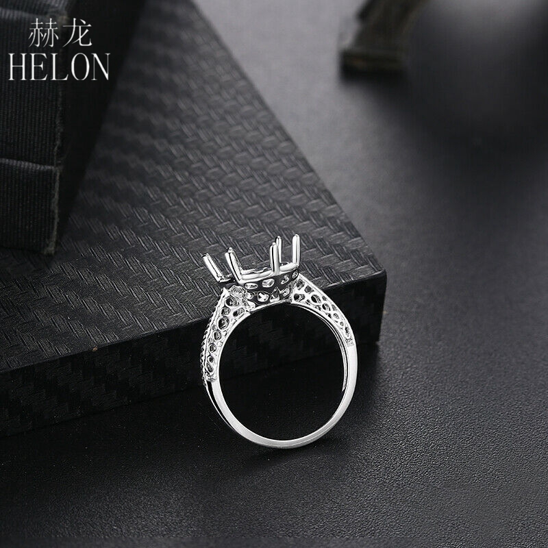 HELON Sterling Silver 925 Oval Cut 13X9mm Semi Mount Solitaire Engagement Wedding Antique Fine Jewelry Ring Women Vintage Ring