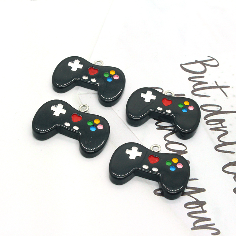 10pcs Black Video Game Controller Earring Resin Charms Smooth Kawaii Cute Necklace Keychains Pendants Diy For Jewelry Accessory