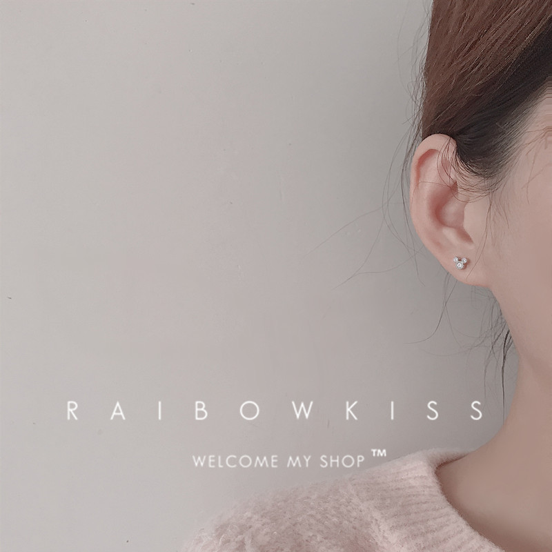 Anime Mini Earrings Stud For Women Cute Bear Luxury Geometric Crystal Jewelry 2023 New In Korean Aesthetic Accessories Wholesale
