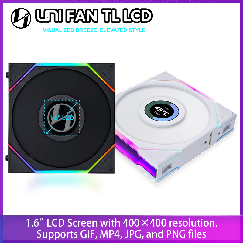 Lian-Li UNI FAN TL LCD 120 / 140 Forward / Reverse Blade Single Pack (Black/White)