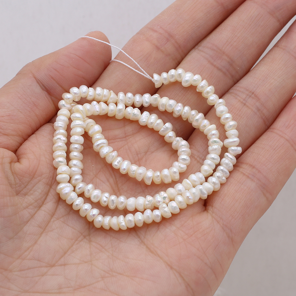 Natural Freshwater Pearl Beads White Oblate Shape Partial Hole Loose For DIY Charm Bracelet Necklace Jewelry Accessories Making