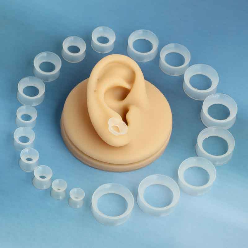 New Pair Silicone Ear Gauge Expander Stretcher Flexible Thin Double Flared Ear Plugs Flesh Tunnel Earlets Earrings Piercing Kit