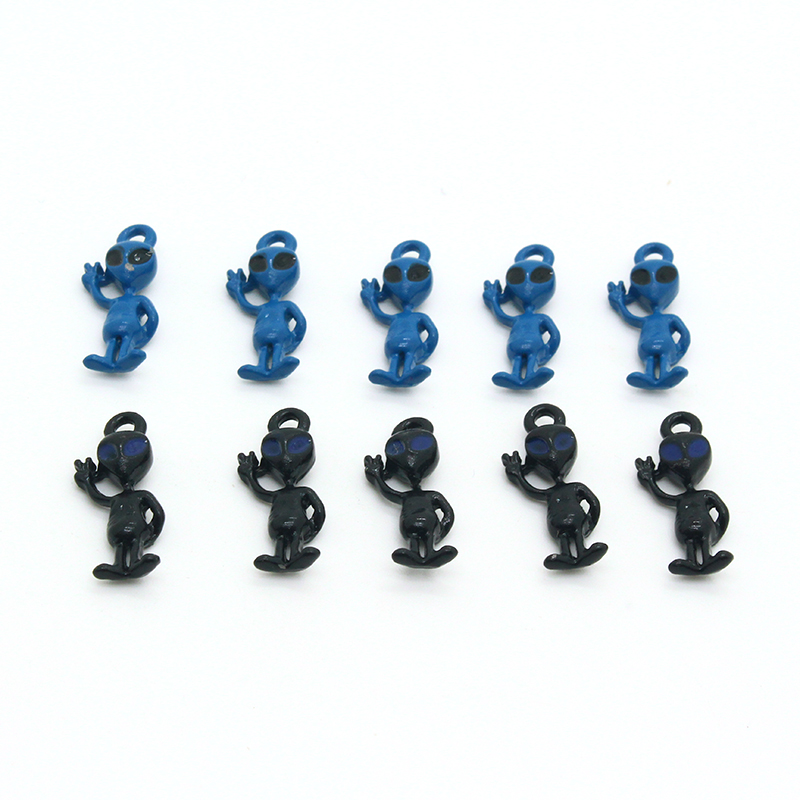 6pcs 20x7mm 3D Anime Aliens Enamel Charms Creative Funny Earring Necklace Keychain Pendant Accessory DIY Crafts Jewelry Make