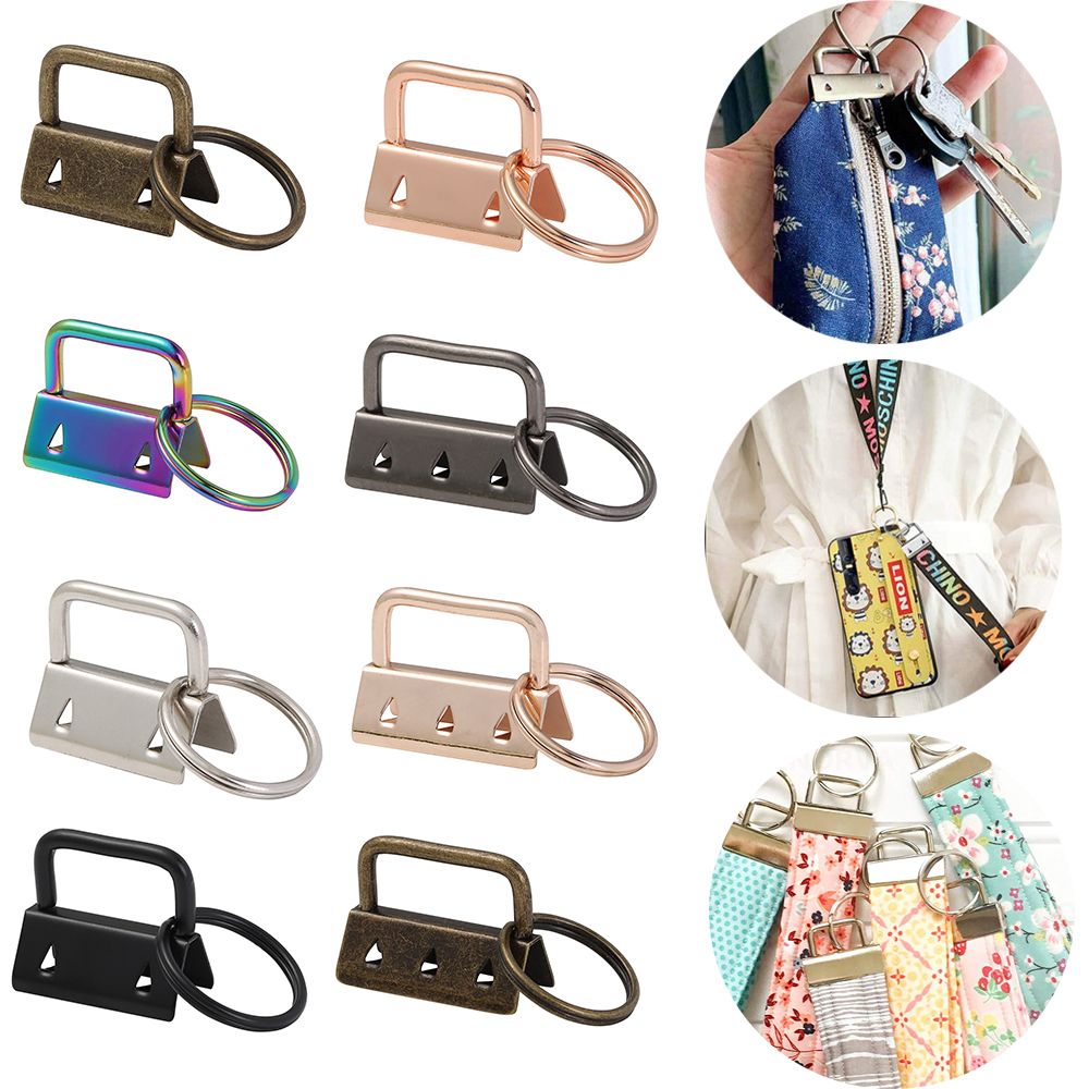 10Pcs DIY Fabric Hardware Key Chain Fob Wristlet Hardware with Key Ring for Lanyard Luggage Strap Accessories