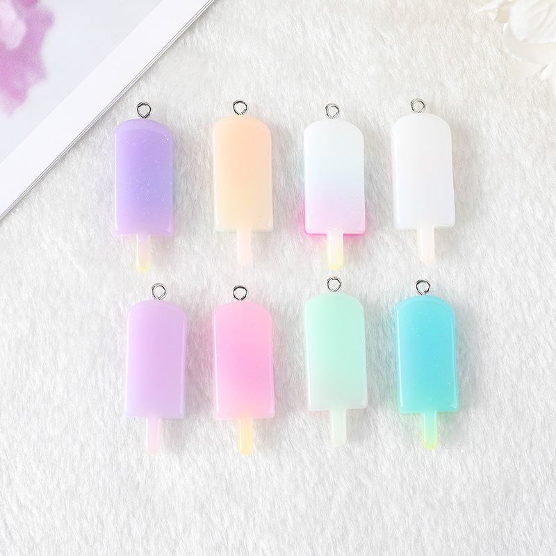 8 Pcs Icecream Lollipop Charms Flatback Resin Cabochons Jewelry Findings for Earrings Keychain Diy Making