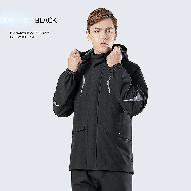 Waterproof Raincoat Suits Outdoor Rain Gear Motorcycle Cycling Riding Rain Coats Cover Men Rain Poncho Jacket Hooded Rainwear