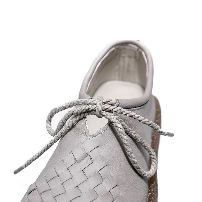 Luxury Genuine Leather Lace Up Flats Women Black Woven Braided Loafers Designer Women's Moccasins Braid Shoes Ladies Fancy Flats