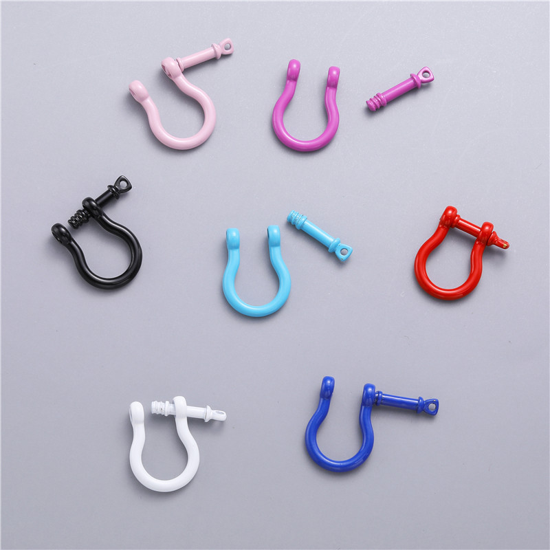 JUYA Enamel Clasps Carabiner Lock Jewelry Horseshoe Shackles Screw Lock Clasp Pendants for DIY Necklace Bracelet Jewelry Making