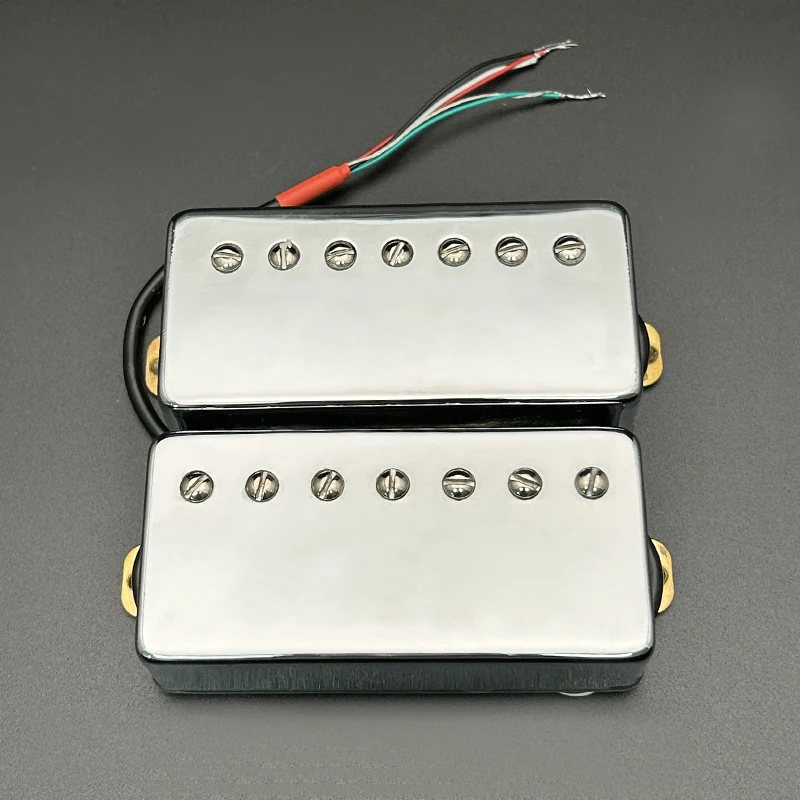 LP 7-String Guitar Brass Cover Humbucker Slotted Screw 8.5K/14K Coil Splitting Pickup for 7-String Electric Guitar Gold