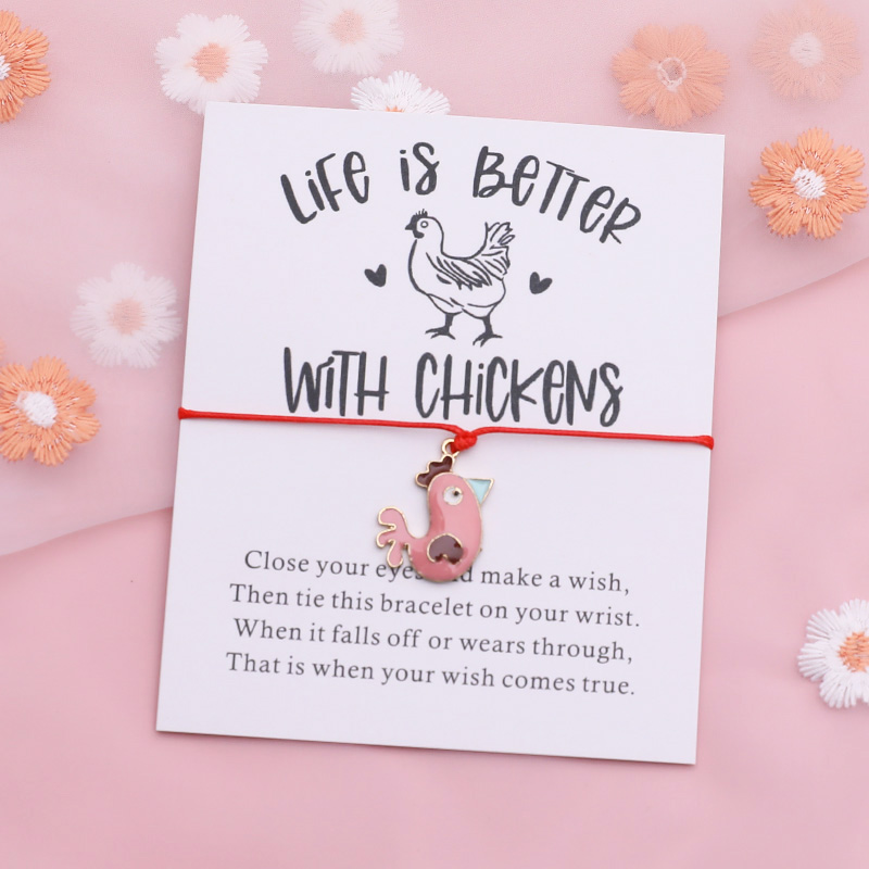 Chicken Wish Bracelet Funny Chicken String Animal Friendship Bracelet Chicken Jewelry Women Men Best Friend Interesting Gifts