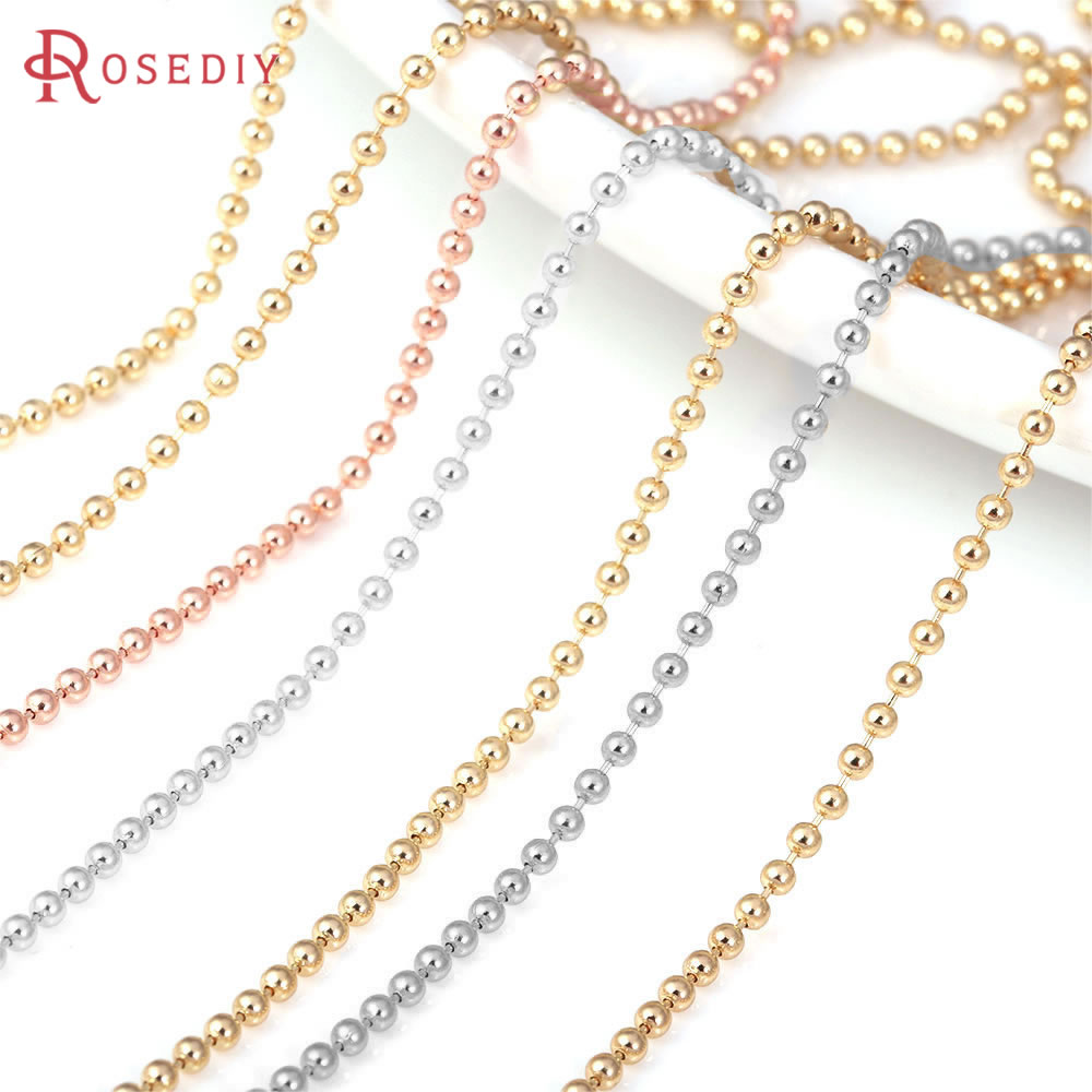 2 Meters 1.2MM 1.5MM 18K Gold Color Brass Ball Chains Beads Chains Necklace Chains Jewelry Making Supplies Findings Accessories