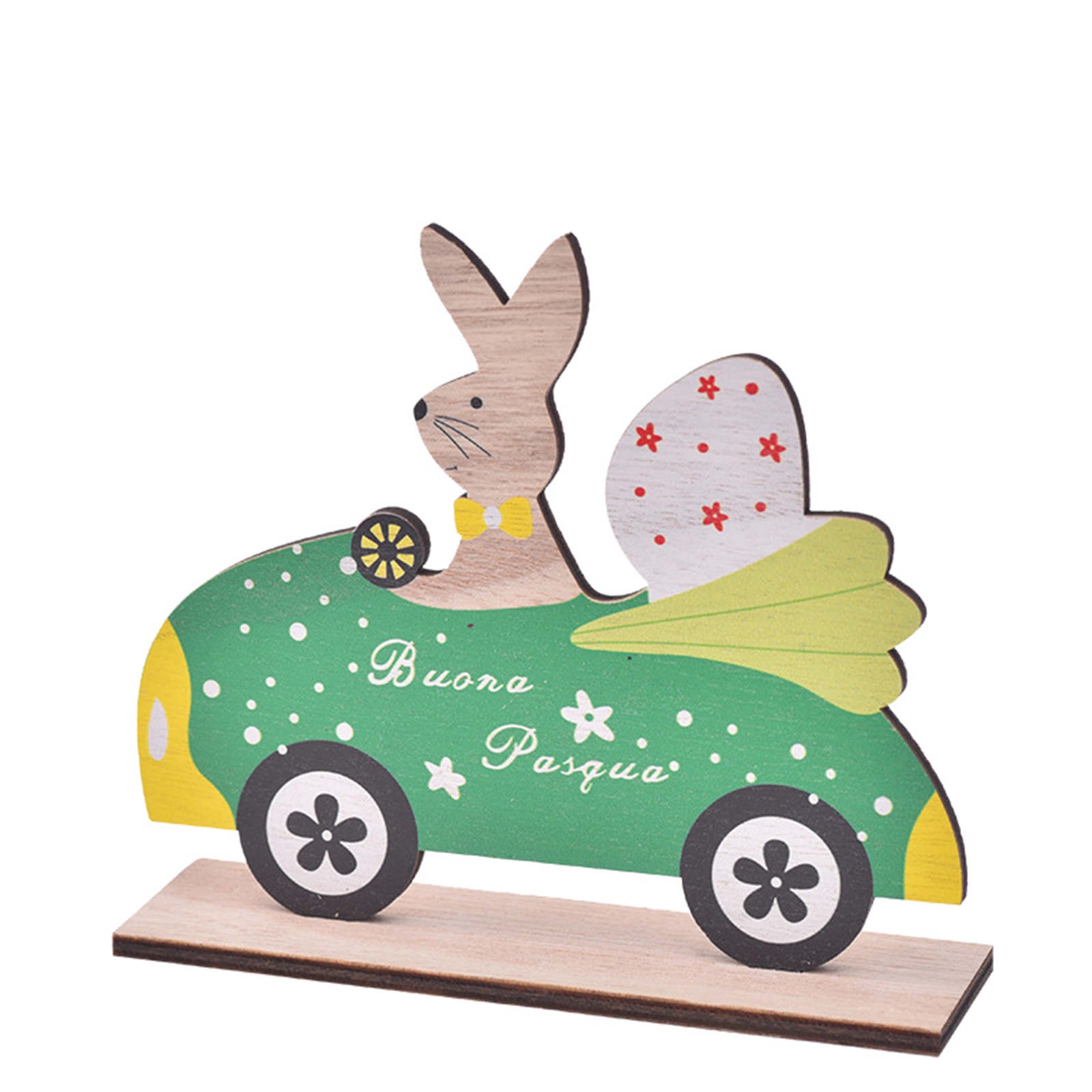 Elegant Christmas Ornament Easter Wooden Crafts Rabbit Radish Bike Easter Rabbit Riding Wooden Ornaments Lovers Statue