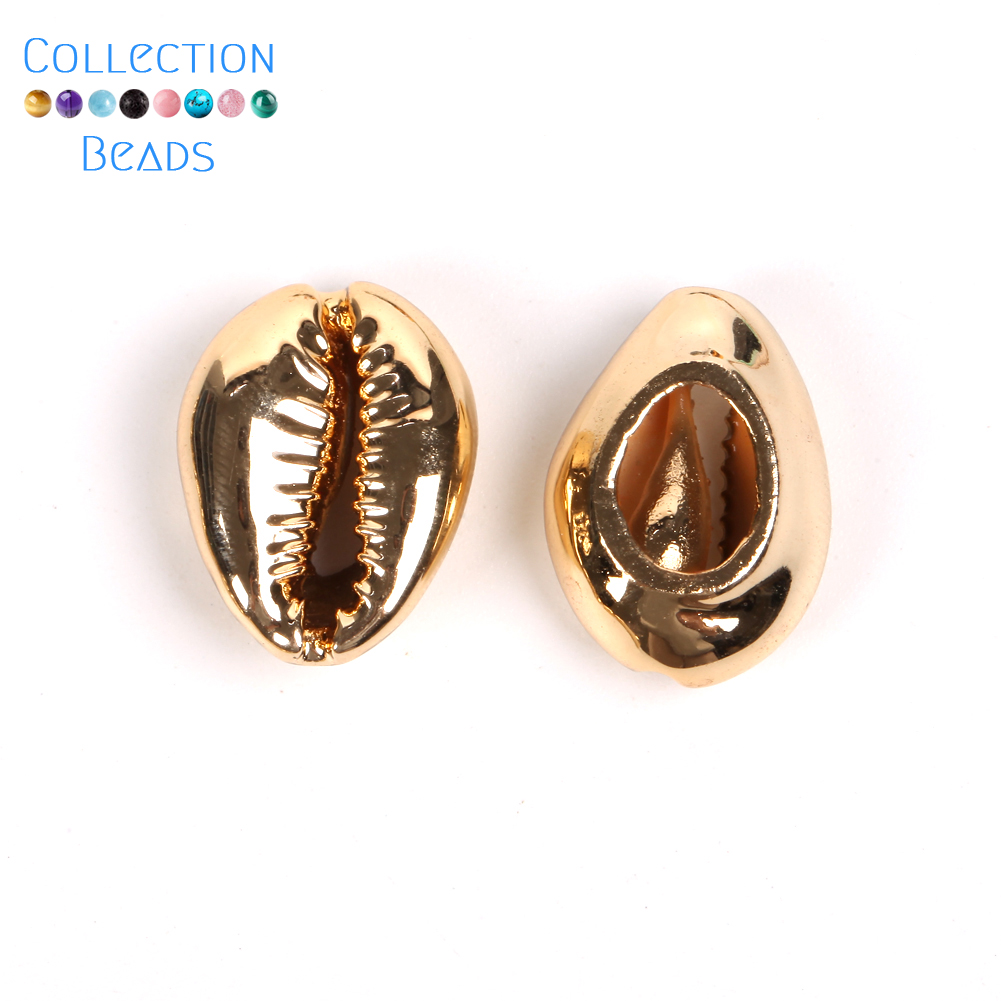 10-20mm Natural Gold Color Seashell Cowrie Conch Loose Spacer Beads Beach DIY for Jewelry Making Sea Shells Bracelet Necklace