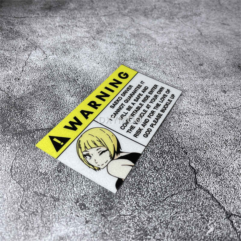 DXYMOO Car Styling Sticker for Warning Speed Anime Girls Airbag Check Auto Triangle Graphic Motorcycle Oil Tank Body Decals
