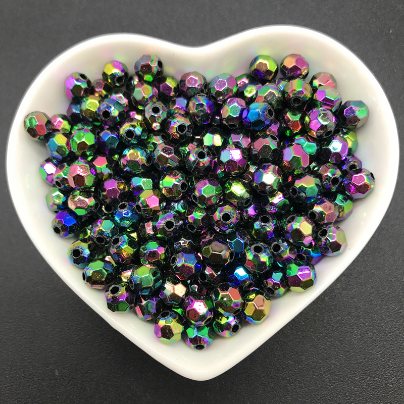 100pcs 6mm Acrylic Spacer Beads Oval Austria Faceted Crystal Acrylic Beads Loose Spacer Round Beads For Jewelry Making