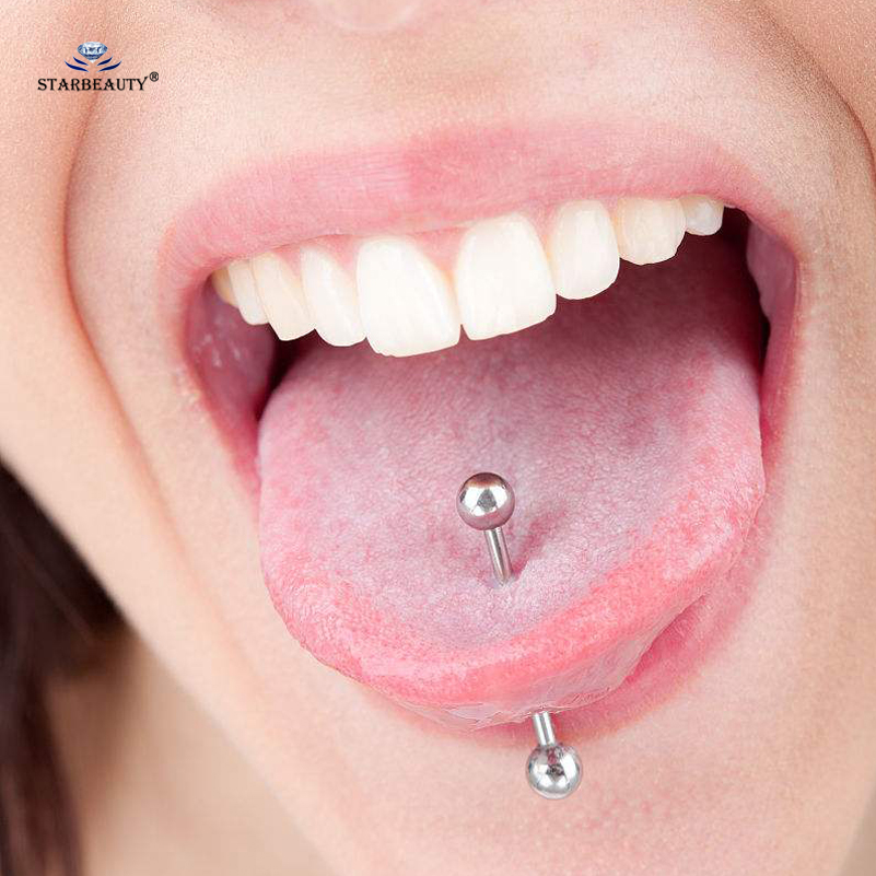 2 pcs/lot Black Tongue Piercing Tongue Ring Industrial Piercing Nipple Ring Helix Piercing Cartilage Earrings