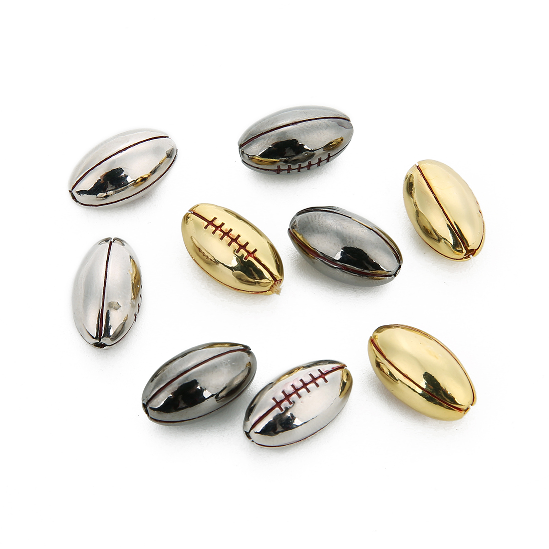 2pcs/lot Copper Rugby basketball baseball beads Copper Spacer Bead Fit DIY Sporting Jewelry Making For Sports Bracelet Warehouse