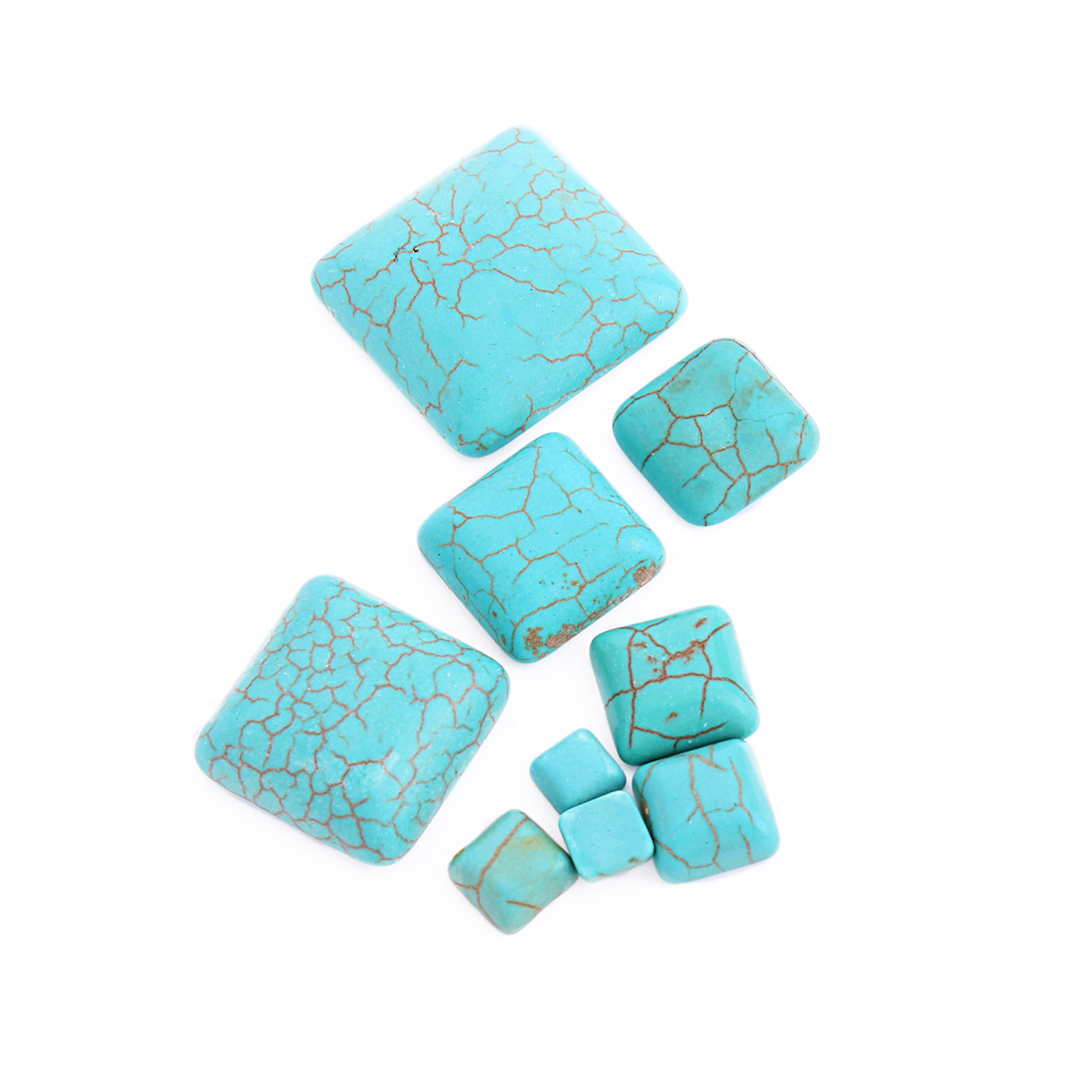 10pcs/lot 6/8/10/12/14/16mm Half Square Blue Created Flatback Cabochons Beads DIY Natural Stone Beads Jewelry Findings Making