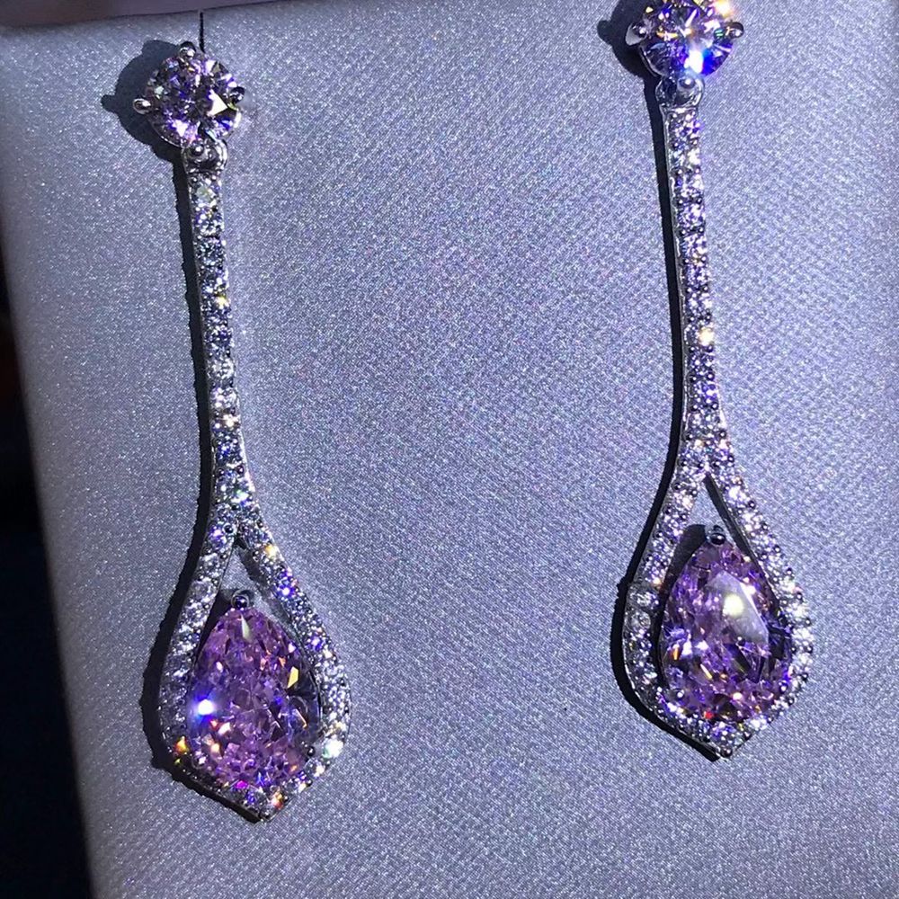 WUIHA Top Quality 925 Sterling Silver 3EX 2CT Pink Created Moissanite Wedding Engagement Customized Drop Earrings Fine Jewelry