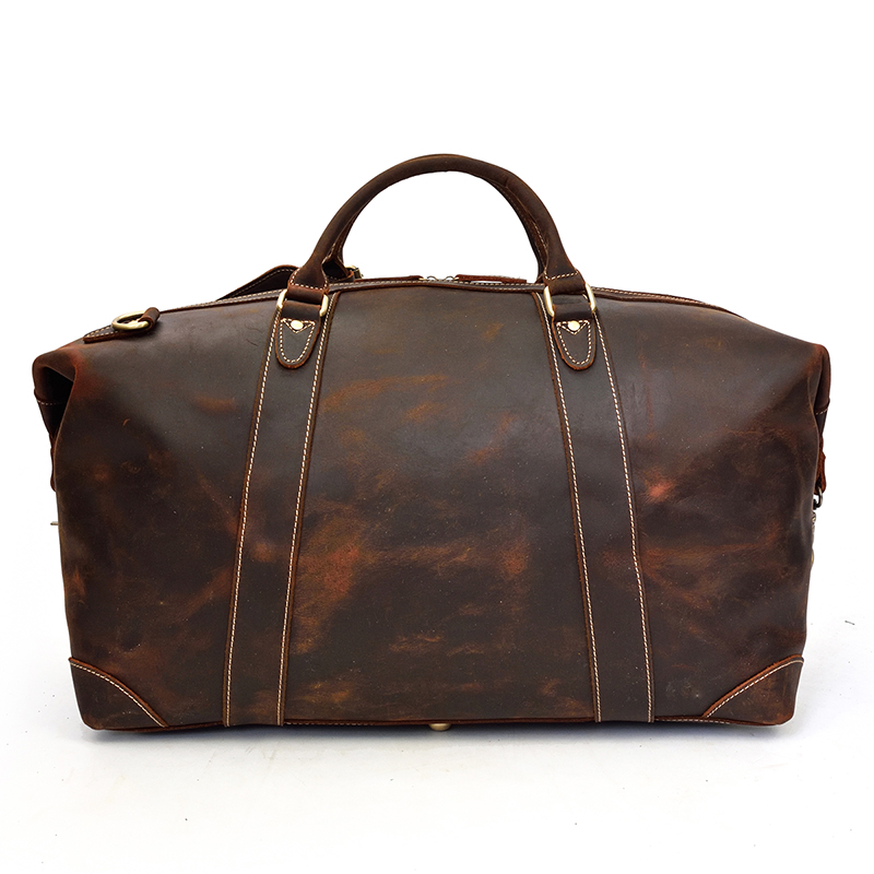 Retro Genuine Leather Retro Large Capacity Men Leather Duffle Bag Vintage Shoulder Bag Cowhide Weekender Bag Man Totes Handbag