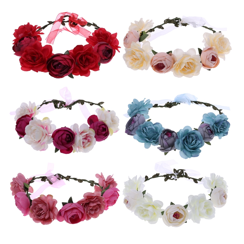 Women Flower Wreath Crown Floral Wedding Garland Headband Bridal Hair Accessory