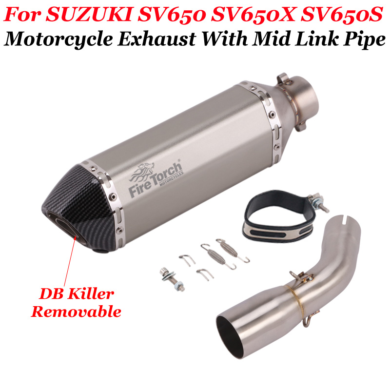 Slip On Motorcycle Exhaust Modified Escape Middle Link Pipe Muffler DB Killer For SUZUKI SV650 SV650X SV650S SV 650 2016-2020