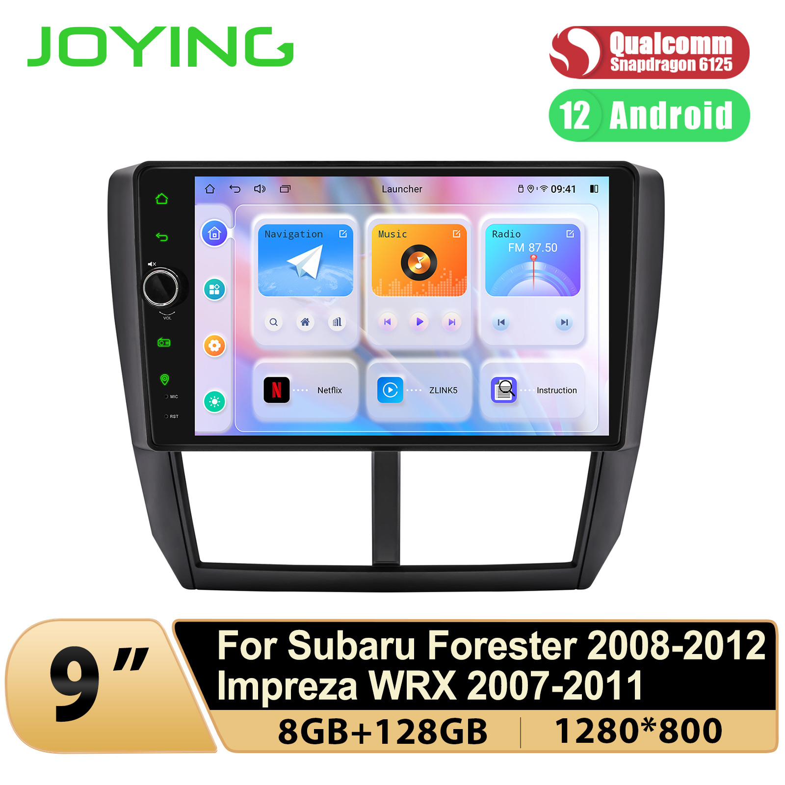 JOYING 9"Android 12 Car Multimedia Video Player Radio Stereo For Subaru Forester Impreza WRX 2008-2012 With Qualcomm Snapdragon