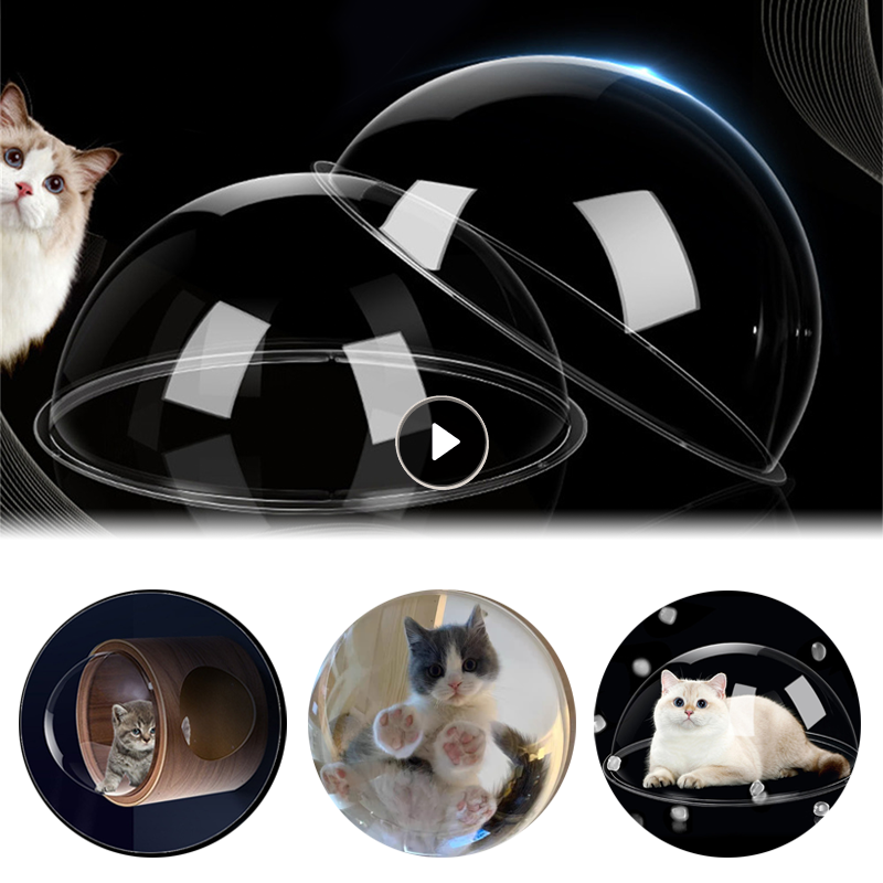 30cm Acrylic Hemispherical Cover Cat Climbing Frame Space Capsule Transparent Cat Nest DIY Material Cat Products Toy Grab Board