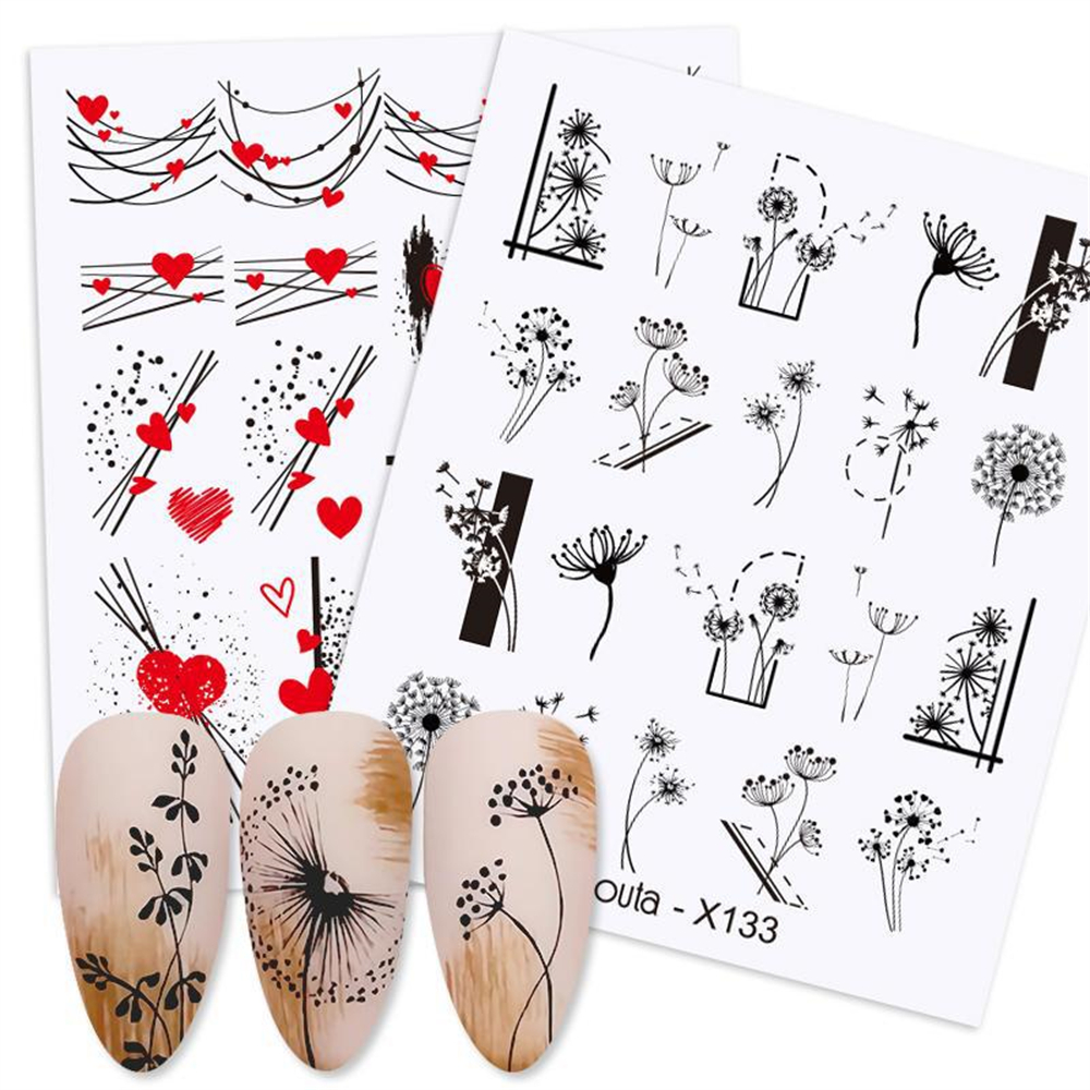 Spring Water Nail Decal And Sticker Flower Leaf Tree Green Simple Summer DIY For Manicuring Nail Art Watermark