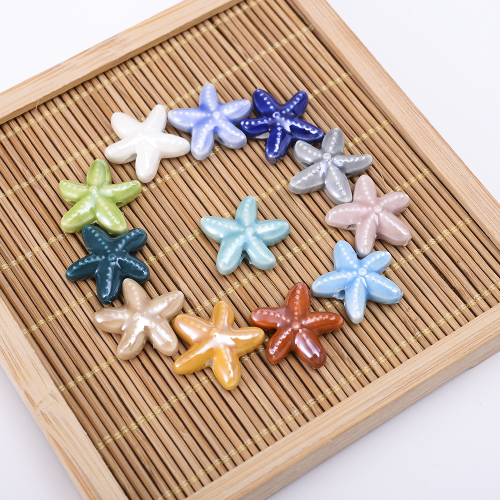 Mixed Color 18mm Starfish Shape Ceramic Beads Porcelain Spacer Beads For Jewelry Making Diy Bracelets Necklaces Accessories