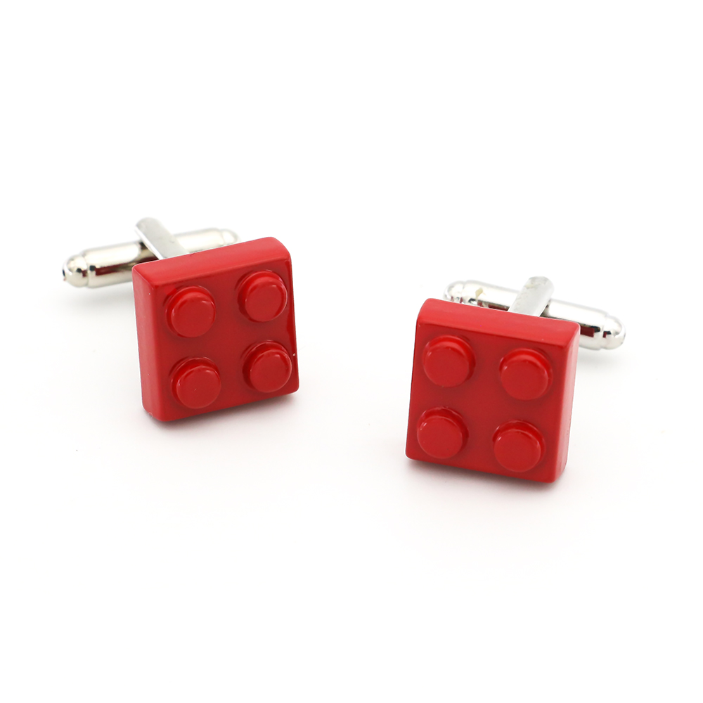 Factory Price Retail Designer Cufflinks For Men Brass Copper Material Building Blocks Design Cuff Links Free Shipping