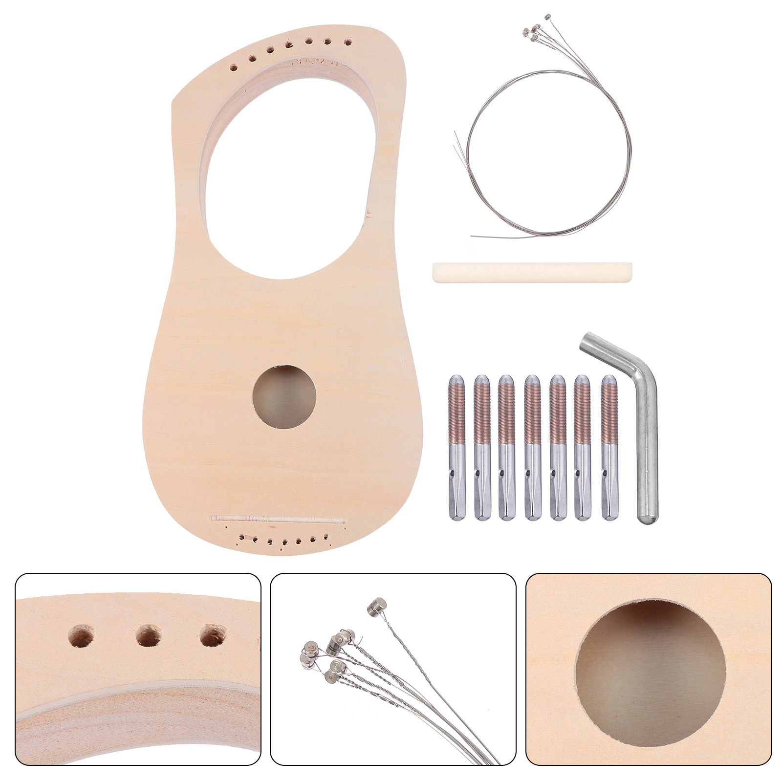 Kit de Material de arpa de Lira, interesante, hecho a mano, bricolaje, 7 cuerdas, Lira, 1 Juego
