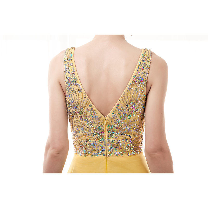 JaneVini Luxury Sequins Beadings Gold Bridesmaid Dresses Women Long Tulle Wedding Guest Formal Evening Gowns V Neck Ballkleider