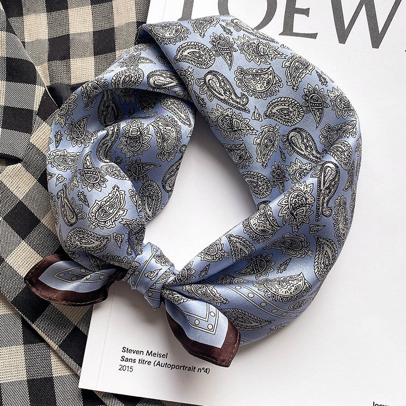 Women Soft Headband Hijab Print 100% Pure Silk Square Scarf Shawl Poncho Vintage Hairband Bandana Designer Neckerchief Female