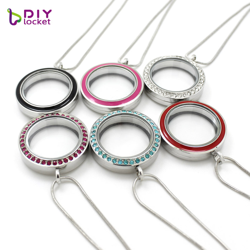 diylocket 30mm Round Twist glass floating charm locket Living memory locket chains included for free LSFL024