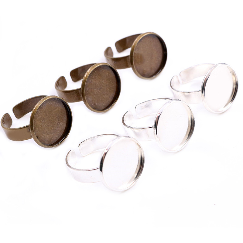 12mm Classic 8 Colors Plated Brass Adjustable Ring Settings Blank/Base,Fit 12mm Glass Cabochons,Buttons;Ring Bezels