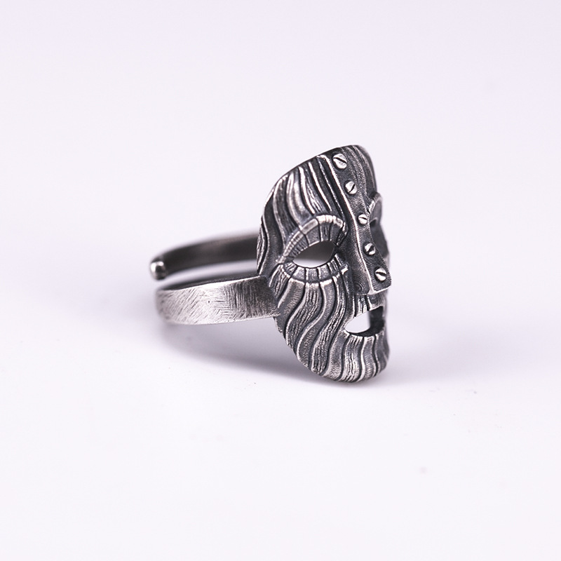 Vintage Gothic Style Metal Mummy Mask Open Rings for Men Personalized Cool Rock Party Jewelry