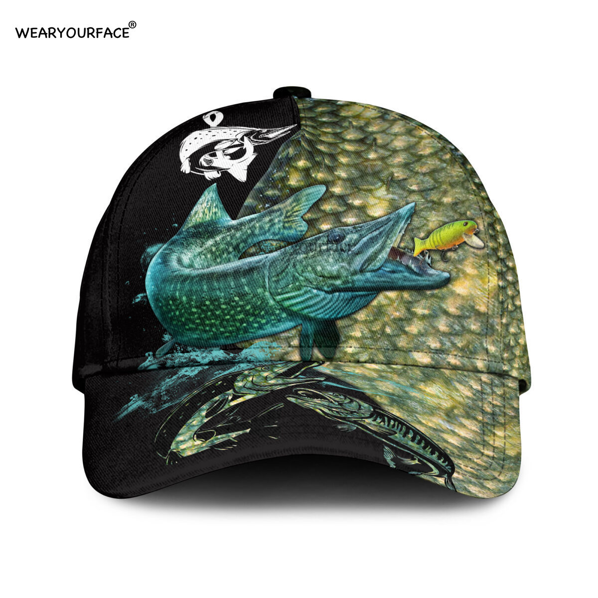 Baseball Cap Underwater Shark Fishing 3D All Over Printed Snapback Hat Men Women Adult Hip Hop Headwear Outdoor Casual Sun Visor