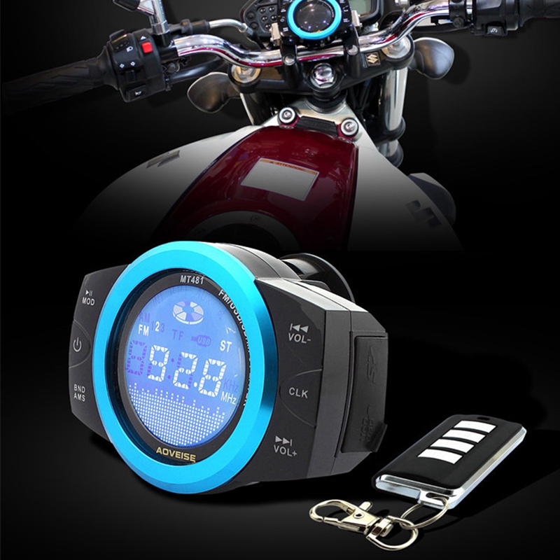 Motorcycle Audio Sound System Stereo Speaker Scooter FM Radio Bluetooth USB MP3 Music Player Anti-Theft Remote Control