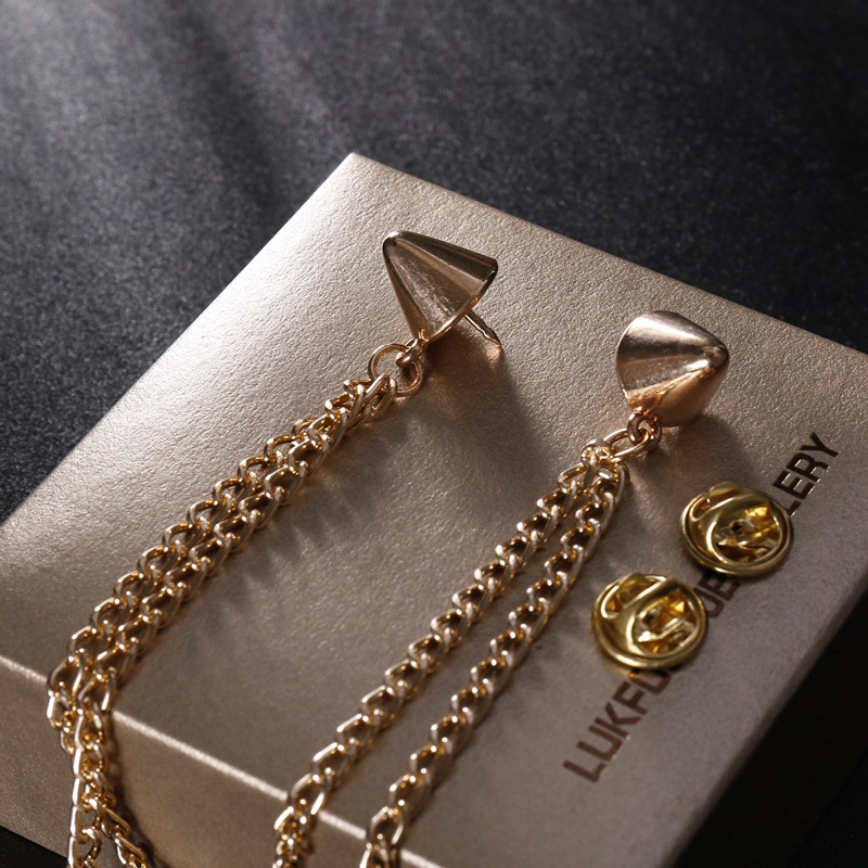 Vintage Spiked Brooch Long Tassel Chain Collar Needle Lapel Pin Women Jewelry Gifts for Men Brother Friend Accessories