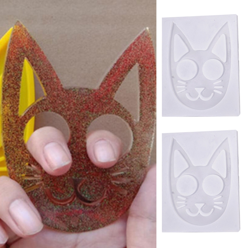 1Pc DIY Super Glossy Self-Defense Cat Keychain Pendant Casting Silicone Mould Clay Crafts Making Crystal Epoxy Resin Mold
