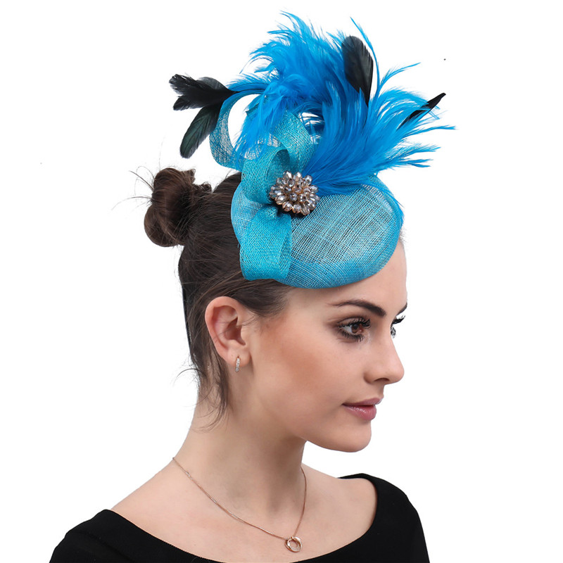 Orange Fancy Feathers Hat Millinery for Ladies Headpieces Sinamay Elegant Fascinator Women Tea Party Royal Race Hair Accessories