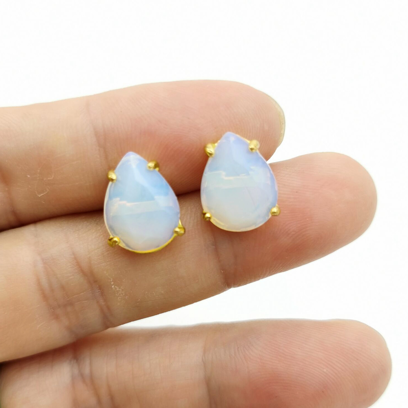 Casual Stud Earrings Water Drop Shape Faceted Natural Stone Earring Women Reiki Jewelry Fit for Party Anniversary Gift