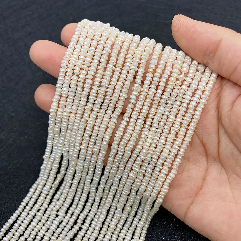 Natural Freshwater White Pearl Oblate Abacus Bead 3-4mm Small Loose Beads Jewelry Making DIY Necklace Earrings Real