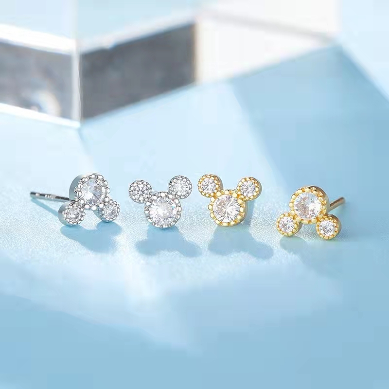 Anime Mini Earrings Stud For Women Cute Bear Luxury Geometric Crystal Jewelry 2023 New In Korean Aesthetic Accessories Wholesale
